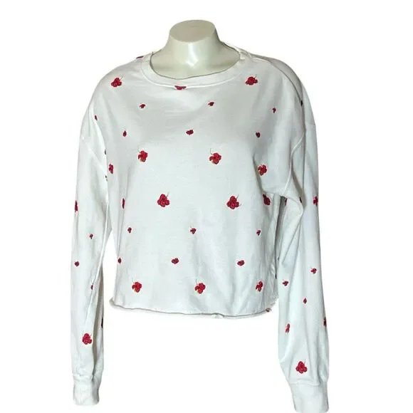 Spiritual‎ Gangster Mazzy Cropped Floral Embroidered Sweatshirt Sz M - Picture 2 of 5